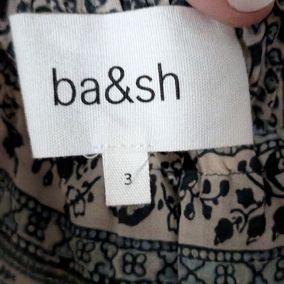 ba&sh Teresa Dress Vert Eau Print Boho Maxi Midi Tassel Tie Strappy Viscose - Picture 6 of 9